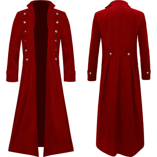 Men's Steampunk Vintage Jacket Gothic Victorian Coat Uniform Halloween Costume