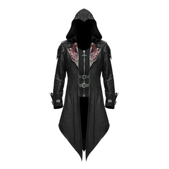 Mens Medieval Halloween Vintage Patchwork Jacket Gothic Dark Black Costume