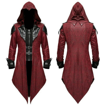 Mens Medieval Halloween Vintage Patchwork Jacket Gothic Dark Black Costume