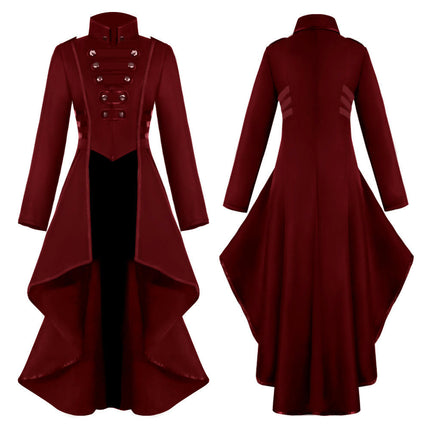 Halloween Medieval Dress Tuxedo Women's Lapel Irregular Hem Retro Long Top