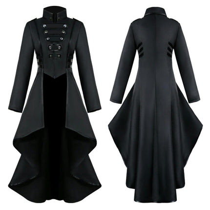 Halloween Medieval Dress Tuxedo Women's Lapel Irregular Hem Retro Long Top