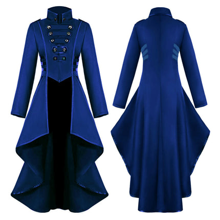 Halloween Medieval Dress Tuxedo Women's Lapel Irregular Hem Retro Long Top