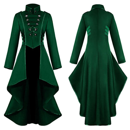 Halloween Medieval Dress Tuxedo Women's Lapel Irregular Hem Retro Long Top