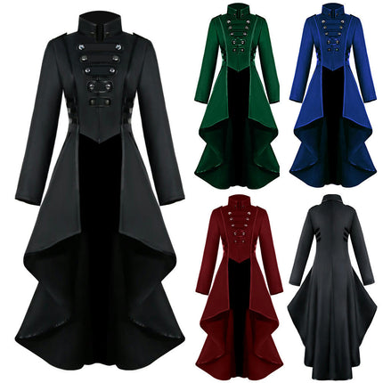 Halloween Medieval Dress Tuxedo Women's Lapel Irregular Hem Retro Long Top