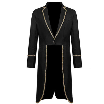 Halloween Long Tuxedo Vintage Mid-Length Punk Gold Trimmed Coat