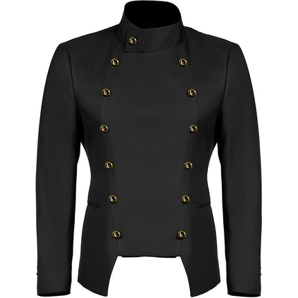 Halloween Double Breasted Stand Collar Jacket Casual Slim Fit Men's Gothic Blazer