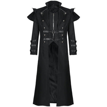 Halloween Medieval Court Banquet Gothic Long Trench Coat, Jacket Stage Performance Costume