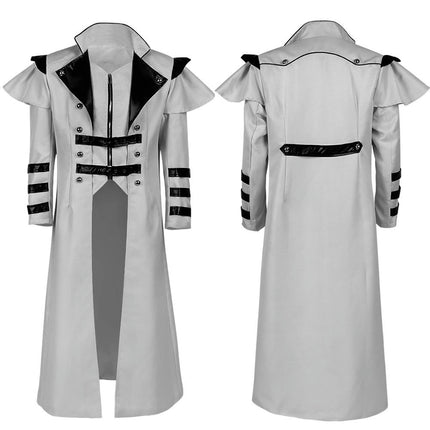 Halloween Medieval Court Banquet Gothic Long Trench Coat, Jacket Stage Performance Costume