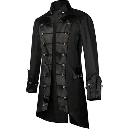 Halloween Medieval Court Banquet Gothic Long Trench Coat, Jacket Stage Performance Costume