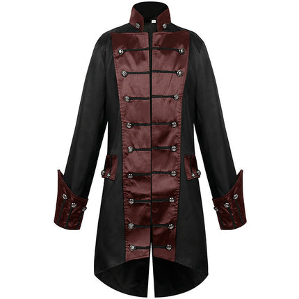 Halloween Medieval Court Banquet Gothic Long Trench Coat, Jacket Stage Performance Costume