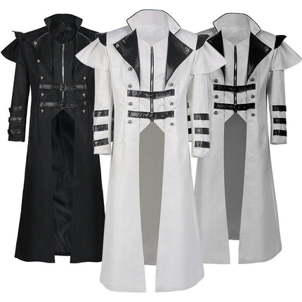 Halloween Medieval Court Banquet Gothic Long Trench Coat, Jacket Stage Performance Costume