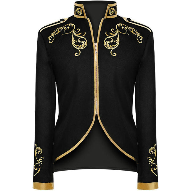 Halloween Men's Fashion Jacket Court Prince Gold Trim Embroidered Suit Sport Jacket