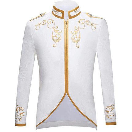 Halloween Men's Fashion Jacket Court Prince Gold Trim Embroidered Suit Sport Jacket