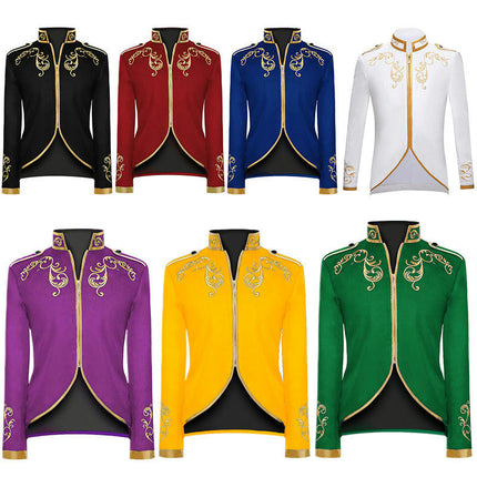 Halloween Men's Fashion Jacket Court Prince Gold Trim Embroidered Suit Sport Jacket