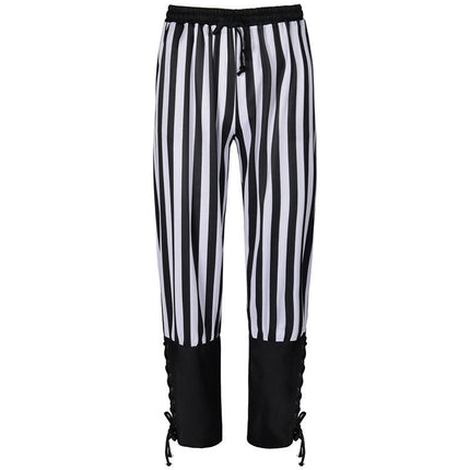 Halloween Men's Trousers Striped Steampunk Sweatpants Renaissance Gothic Ankle-Strap Pants