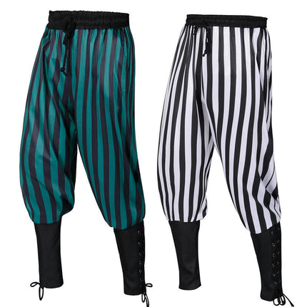 Halloween Men's Trousers Striped Steampunk Sweatpants Renaissance Gothic Ankle-Strap Pants