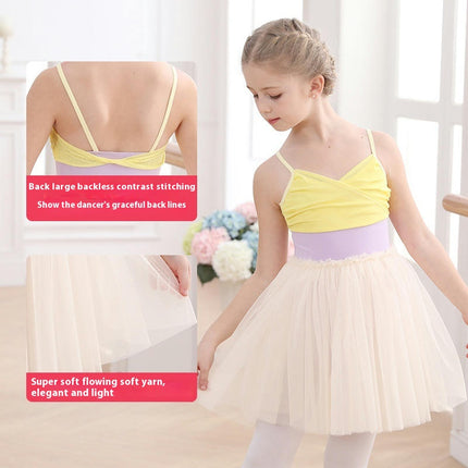 Toddler Halter Colorblocked Ballet Leotard-Girls Ballet Halter Dance Formal Wear