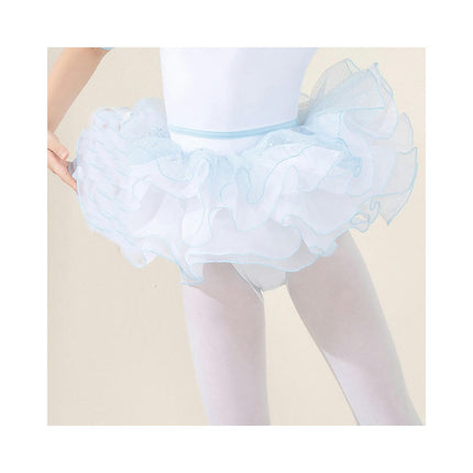 Children's Dance Costume Ballet Mid-Sleeve Tights with Removable Elastic Waist Skirt