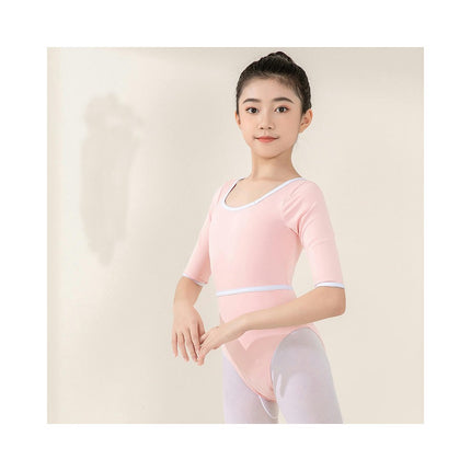 Children's Dance Costume Ballet Mid-Sleeve Tights with Removable Elastic Waist Skirt