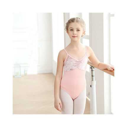 Girls Suspender Bodysuit Children's Ballet Dance Costume with Removable Tutu