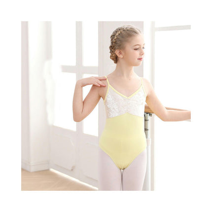 Girls Suspender Bodysuit Children's Ballet Dance Costume with Removable Tutu