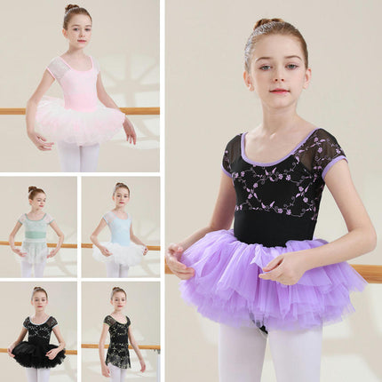 Children's Dancewear Embroidery Short Sleeve Dancewear Ballet Dance Practice Wear 1