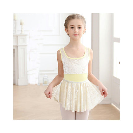 Ballet Leotards for Girls with Dance Skirt and Dance Tight Sleeveless Dance Dress Set