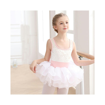 Ballet Leotards for Girls with Dance Skirt and Dance Tight Sleeveless Dance Dress Set