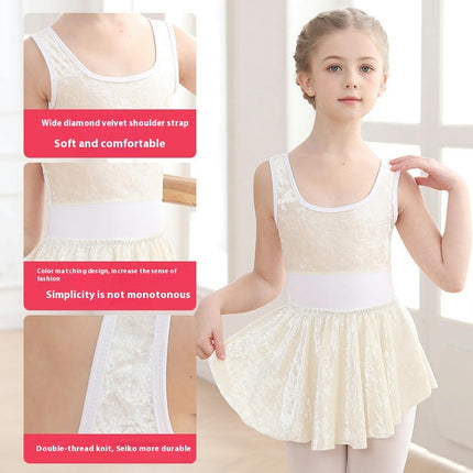 Ballet Leotards for Girls with Dance Skirt and Dance Tight Sleeveless Dance Dress Set