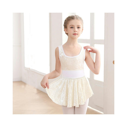 Ballet Leotards for Girls with Dance Skirt and Dance Tight Sleeveless Dance Dress Set