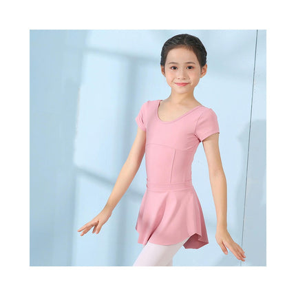 Girls Ballet Tights with Removable Skirt Tutu Short Sleeve Dancer Costume