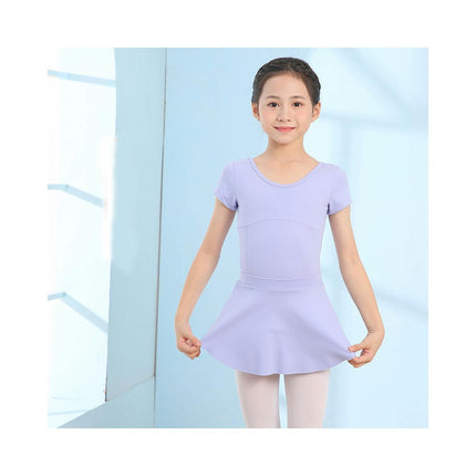 Girls Ballet Tights with Removable Skirt Tutu Short Sleeve Dancer Costume