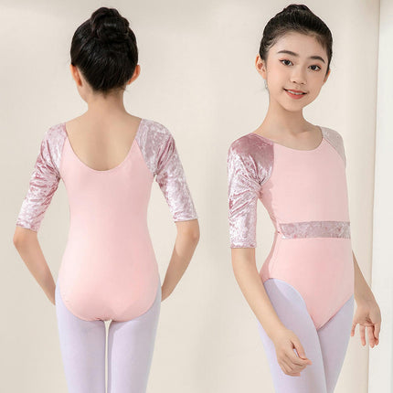 Children's Dancewear Fashion Ballet Clothes Middle Sleeve Patchwork Dancing Performance Clothes