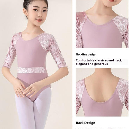 Children's Dancewear Fashion Ballet Clothes Middle Sleeve Patchwork Dancing Performance Clothes