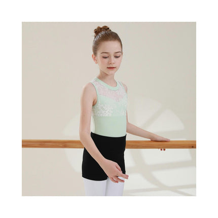 Girls Mesh Spell Embroidery Sleeveless Toddler Dancewear Barre Latin Gymnastics Wear