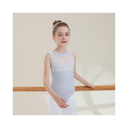 Girls Mesh Spell Embroidery Sleeveless Toddler Dancewear Barre Latin Gymnastics Wear