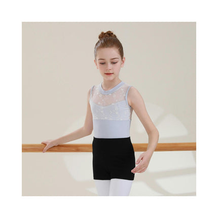 Girls Mesh Spell Embroidery Sleeveless Toddler Dancewear Barre Latin Gymnastics Wear