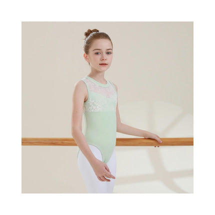 Girls Mesh Spell Embroidery Sleeveless Toddler Dancewear Barre Latin Gymnastics Wear