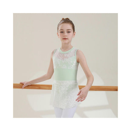 Girls Mesh Spell Embroidery Sleeveless Toddler Dancewear Barre Latin Gymnastics Wear