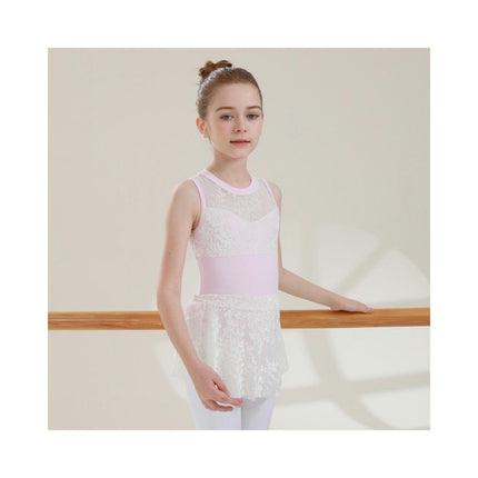 Girls Mesh Spell Embroidery Sleeveless Toddler Dancewear Barre Latin Gymnastics Wear