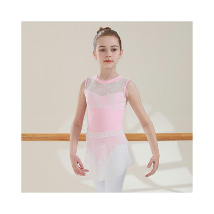 Girls Mesh Spell Embroidery Sleeveless Toddler Dancewear Barre Latin Gymnastics Wear