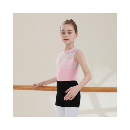 Girls Mesh Spell Embroidery Sleeveless Toddler Dancewear Barre Latin Gymnastics Wear