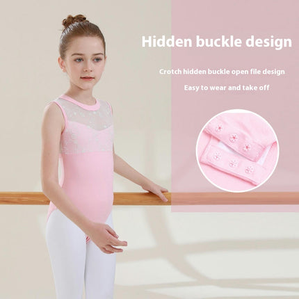 Girls Mesh Spell Embroidery Sleeveless Toddler Dancewear Barre Latin Gymnastics Wear