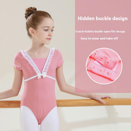 Girls Toddler Leotard Short Sleeve Ballet leotards for Dance Gymnastics Bow Back 3-12 Years