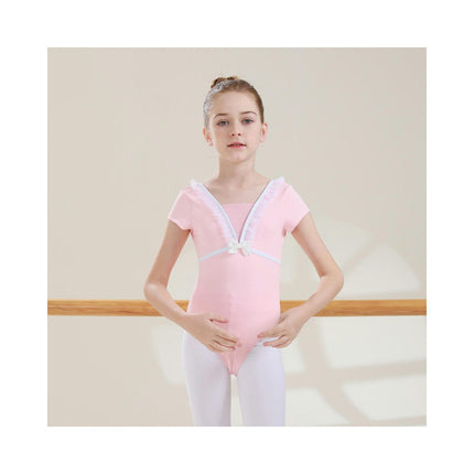 Girls Toddler Leotard Short Sleeve Ballet leotards for Dance Gymnastics Bow Back 3-12 Years