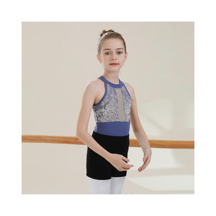 Girls Ballet Dance Dress Lace Short Sleeve Leotards with Removable Tutu Skirt Ballerina Outfit