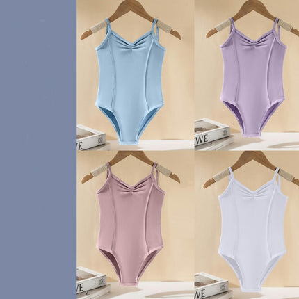 Girls Big Kids Classic V Neck Dance Strap Leotard for Ballet Gymnastics