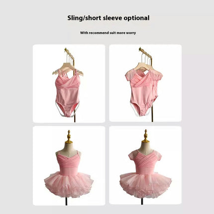 Girls Ballet Skirted Leotards Strap Tutu Dress Party Costumes for Dance