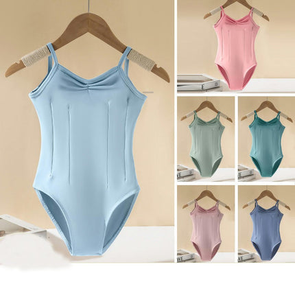 Children's  Classic V-neck Dance Camisole Leotard with Adjustable Straps for Ballet Gymnastics