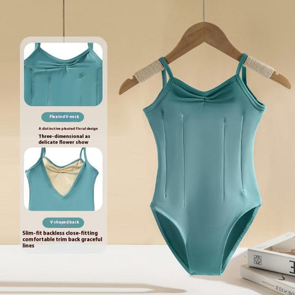 Children's  Classic V-neck Dance Camisole Leotard with Adjustable Straps for Ballet Gymnastics